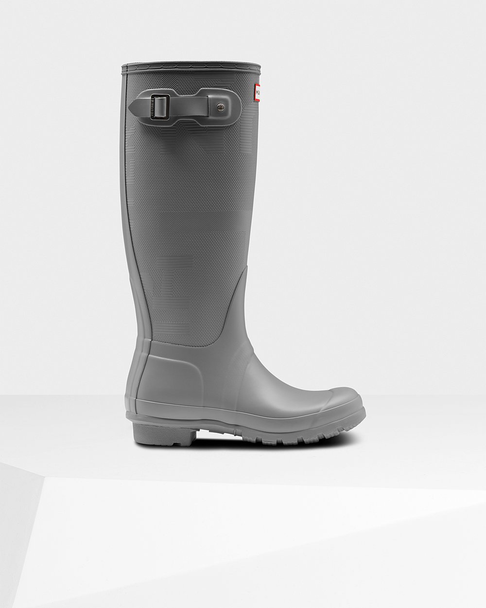 Womens Hunter Original Exploded Logo Texture - Tall Rain Boots Grey - 4582-RBFNW